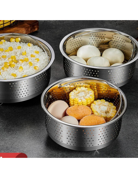 Cesta de Vapor Acero Inoxidable Luxshiny 17.5x17.5x9 cm