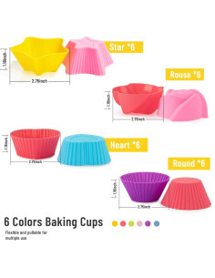 Moldes de Cupcake Silicona Reutilizables LetGoShop 24 Piezas 2