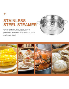 Cesta de Vapor Acero Inoxidable Hemoton 24.9 cm Plata 2