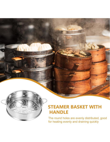 Cesta de Vapor Acero Inoxidable Hemoton 24.9 cm Plata