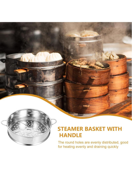 Cesta de Vapor Acero Inoxidable Hemoton 24.9 cm Plata