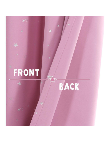 Cortinas Blackout PrinceDeco 2 Paneles Rosa Estrellas