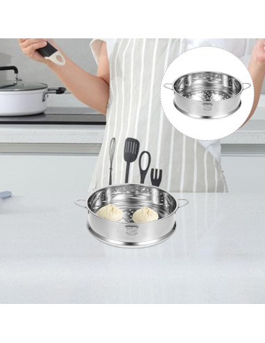 Cesta de Vapor Acero Inoxidable Hemoton 24.9 cm Plata