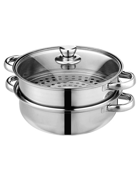 Olla de Vapor 2 Niveles LCPUD Acero Inoxidable 28 cm