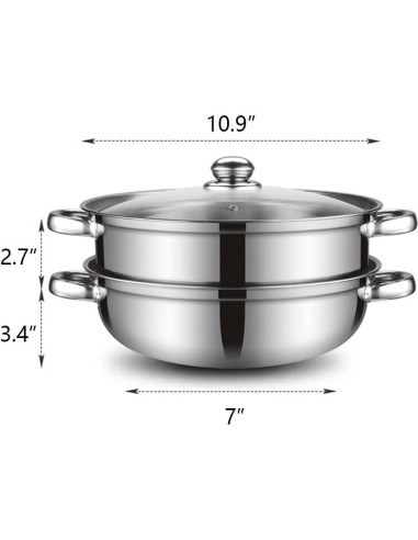Olla de Vapor 2 Niveles LCPUD Acero Inoxidable 28 cm