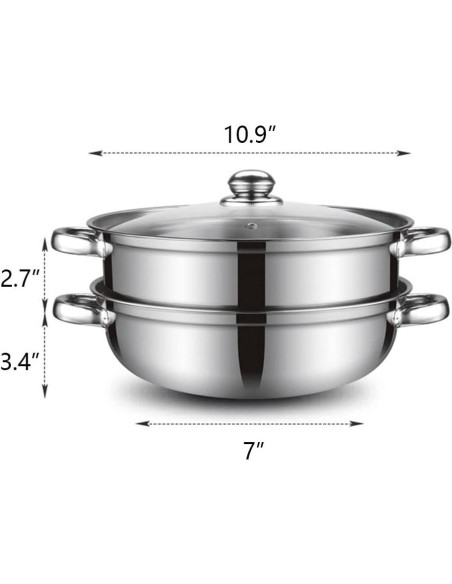 Olla de Vapor 2 Niveles LCPUD Acero Inoxidable 28 cm