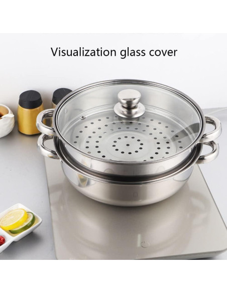 Olla de Vapor 2 Niveles LCPUD Acero Inoxidable 28 cm
