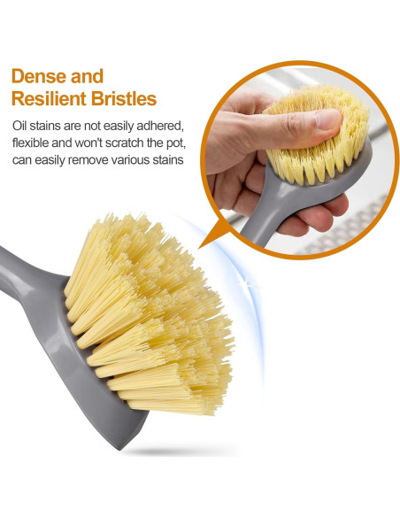 Cepillos de Cocina UEDAI con Mango de Bambú y Raspador - 2 Unidades