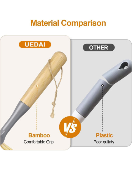 Cepillos de Cocina UEDAI con Mango de Bambú y Raspador - 2 Unidades
