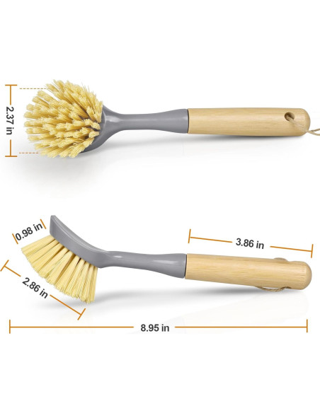 Cepillos de Cocina UEDAI con Mango de Bambú y Raspador - 2 Unidades