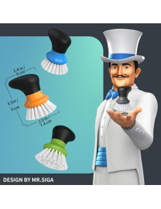 Cepillo de Fregar para Platos MR.SIGA Ergonomico Gris 2 Pzas 2
