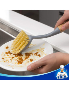 Cepillo para Platos MR.SIGA con Mango de Bambú y Raspador - 2 Unidades 2