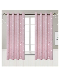 Cortinas Opacas BGment Rosadas 52x63 cm Estrellas y Luna