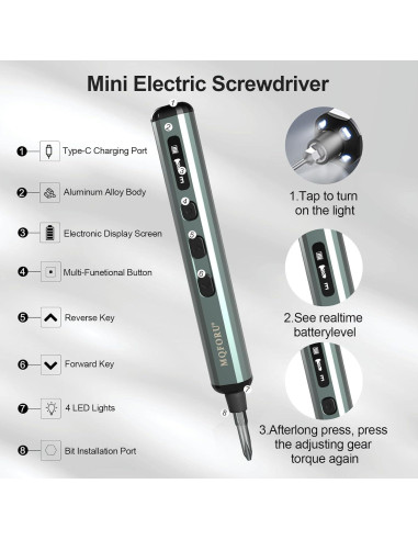Destornillador Eléctrico MQFORU 72 en 1 con Pantalla LED