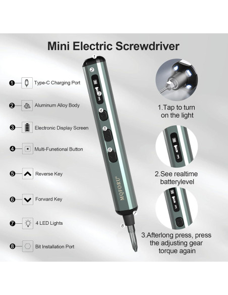 Destornillador Eléctrico MQFORU 72 en 1 con Pantalla LED