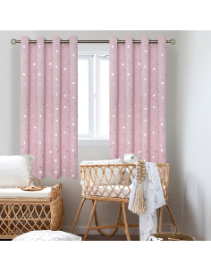 Cortinas Opacas BGment Rosadas 52x63 cm Estrellas y Luna 2