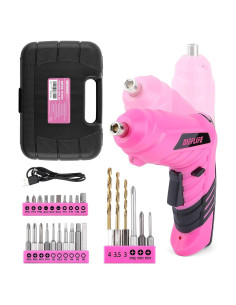 Destornillador Eléctrico Inalámbrico DIFFLIFE Rosa 3.6V 28 Piezas