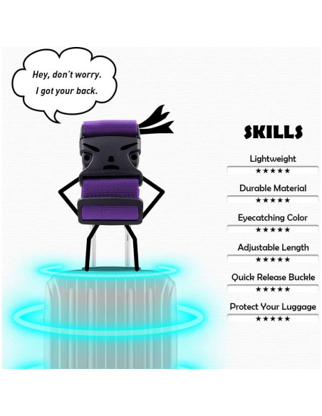 Correas de Equipaje Ajustables Youteer 2pcs Morado 187,96 cm
