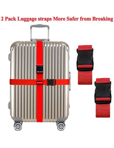 2 Cinturones de Maleta Ajustables Jmuoyld Rojos 120-200cm 2