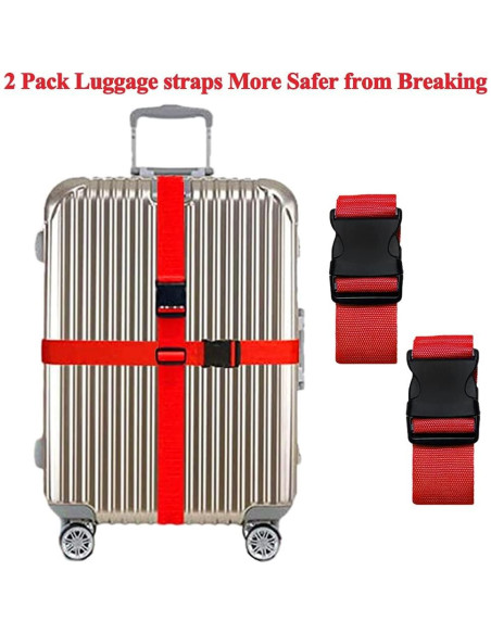 2 Cinturones de Maleta Ajustables Jmuoyld Rojos 120-200cm
