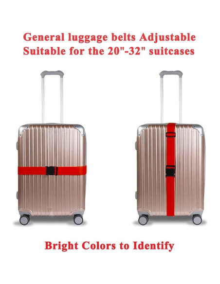 2 Cinturones de Maleta Ajustables Jmuoyld Rojos 120-200cm