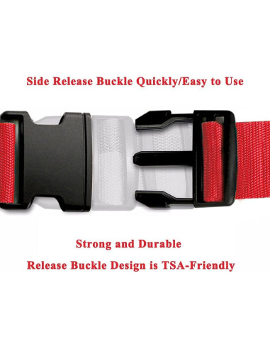 2 Cinturones de Maleta Ajustables Jmuoyld Rojos 120-200cm