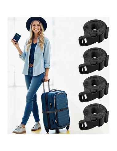 Correa Ajustable XTACER para Equipaje 4 Piezas 200 cm Negro
