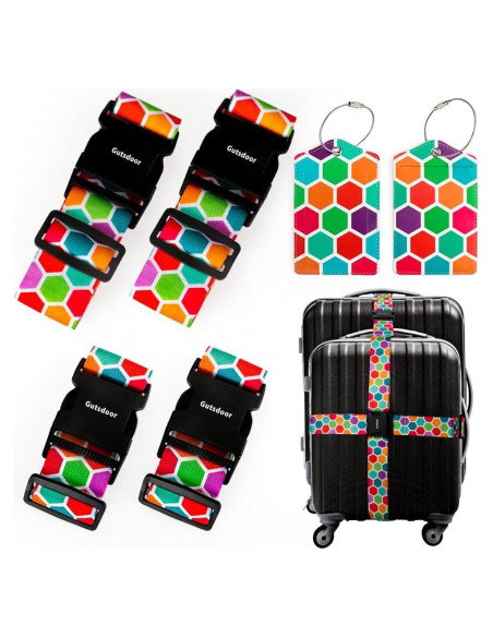 Correas de Equipaje Gutsdoor 2 Piezas Ajustables Multicolor