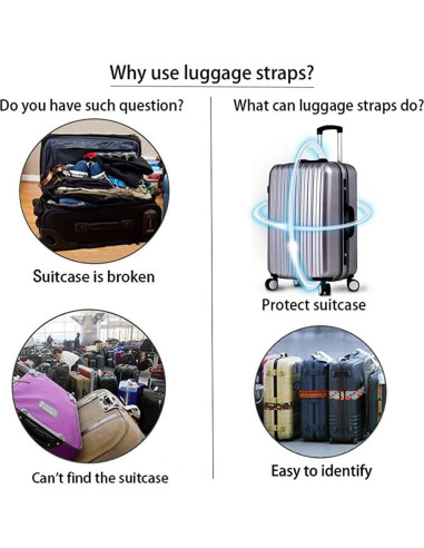 Correas de Equipaje Gutsdoor 2 Piezas Ajustables Multicolor