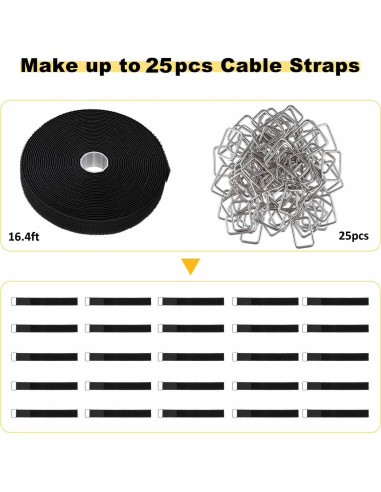 Correas de Gancho y Bucle YMCRLUX 1x4.88m 25 Hebillas Metal