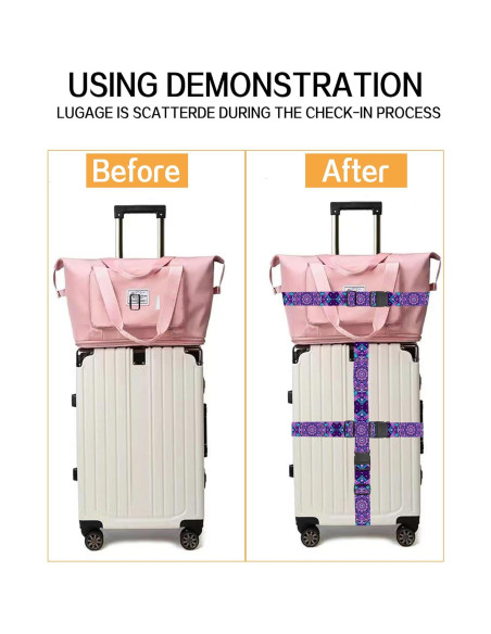 Correas de Equipaje Ajustables ASJHFDIR Mandala Púrpura