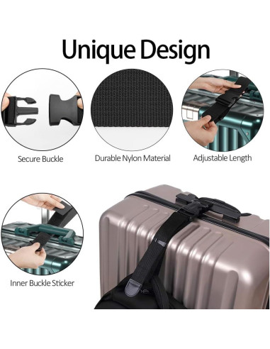 Correas de Equipaje 2 Pcs Respleiej Ajustables Negras