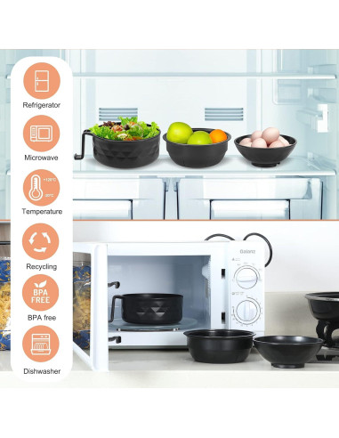 Cocinero de Ramen RORBAM Negro Microondas 0.86 kg BPA Free