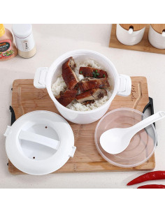 Cocinero de Arroz Portátil Angoily 1L 600W Azul Microondas 2