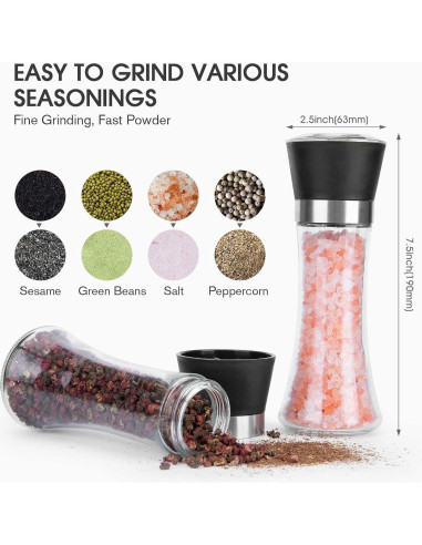 Juego de Molinillos de Sal y Pimienta Hotder 19 cm Vidrio