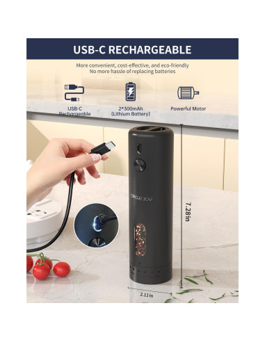Molinillos Eléctricos de Sal y Pimienta CIRCLE JOY 110ml Negro