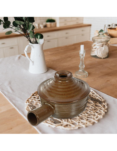 Olla de Cerámica Tofficu 0.71 kg con Tapa para Microondas