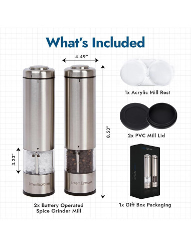 Juego de Molinillos Eléctricos de Sal y Pimienta Latent Epicure