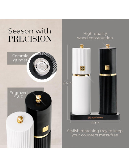 Conjunto Molinillos Sal y Pimienta STYLED SETTINGS Madera