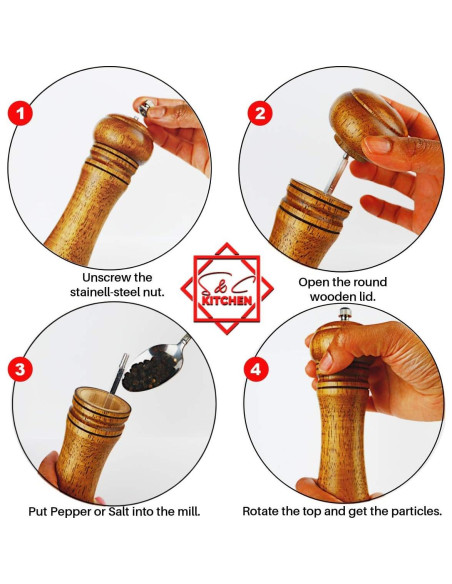 Molino de pimienta de madera S & C Living 20 cm manual