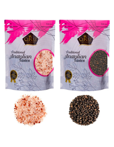 Pimienta Negra Entera 340g y Sal Rosa del Himalaya 910g