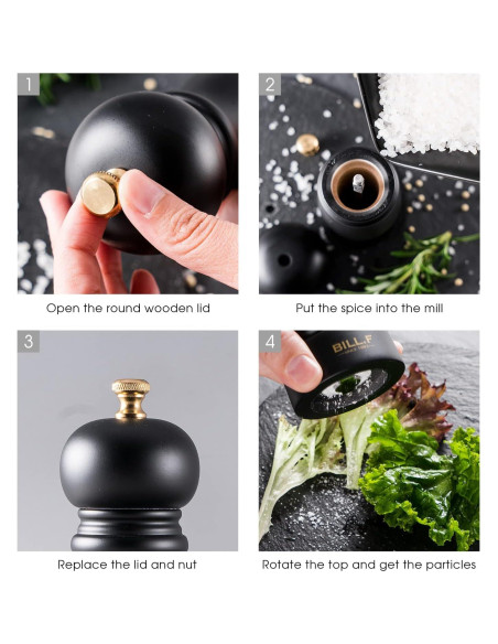 Juego de 2 Molinillos de Sal y Pimienta BILL.F 17,78 cm