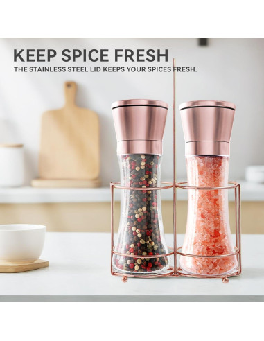 Juego de Molinillos de Sal y Pimienta Bonris 2 Piezas Cobre