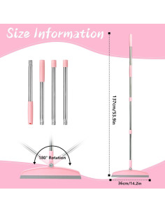 Escoba de Silicona OOOFLOWER Ajustable 137 cm para Piso 2