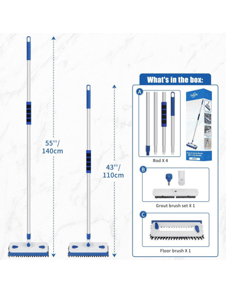 Cepillo de Fregado 3 en 1 Qaestfy con Mango Extensible 139,7 cm Cepillo de Fregado 3 en 1 Qaestfy con Mango Extensible 139,7 cm
