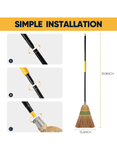 Escoba de Maíz Yocada 151.6 cm Resistente para Limpieza