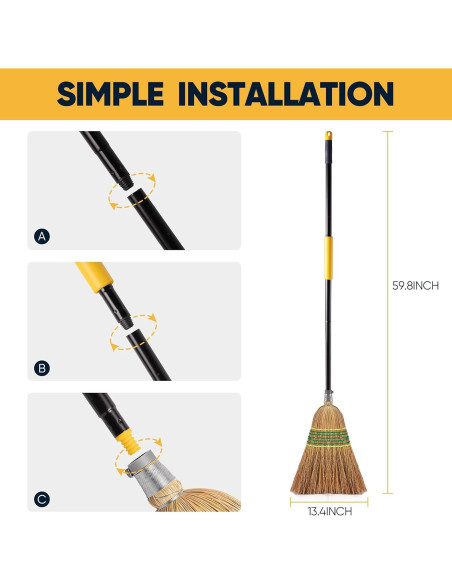 Escoba de Maíz Yocada 151.6 cm Resistente para Limpieza