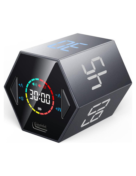 Temporizador Pomodoro Ticktime Gris 6 Modos Silencioso