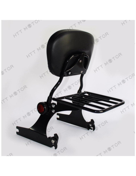 Soporte Sissy Bar Ajustable HTTMT con Portaequipajes Negro