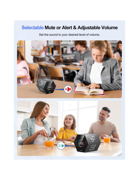 Temporizador Pomodoro Ticktime Gris 6 Modos Silencioso